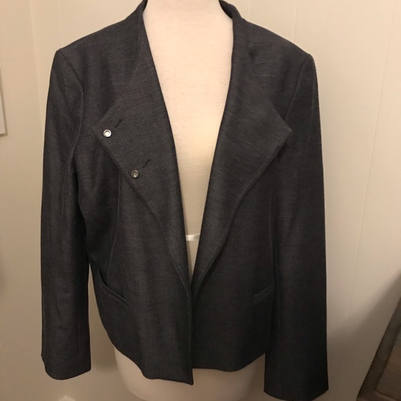 Ann Taylor Chambray Work Blazer Jacket XL navy - Picture 2 of 6